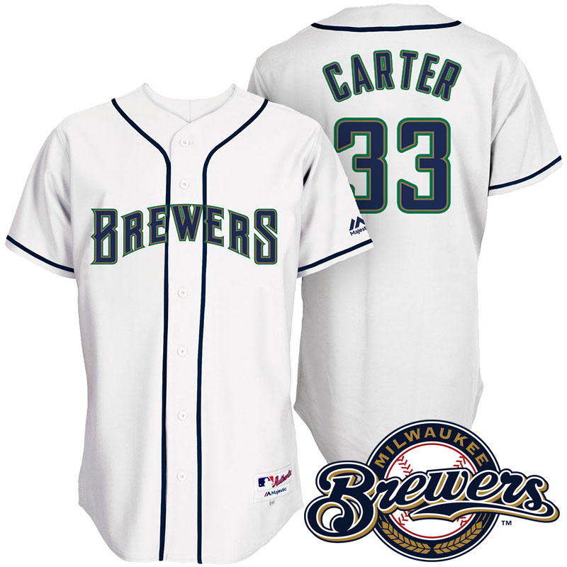 Milwaukee Brewers Chris Carter #33 White 1994 Turn Back The Clock Throwback Jersey