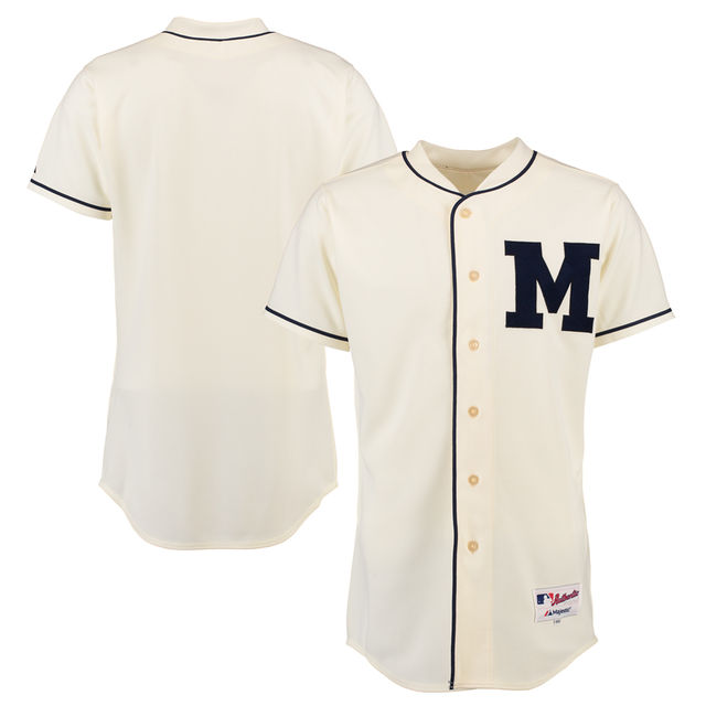 Milwaukee Brewers Majestic Cream Authentic Turn Back the Clock Team Jersey