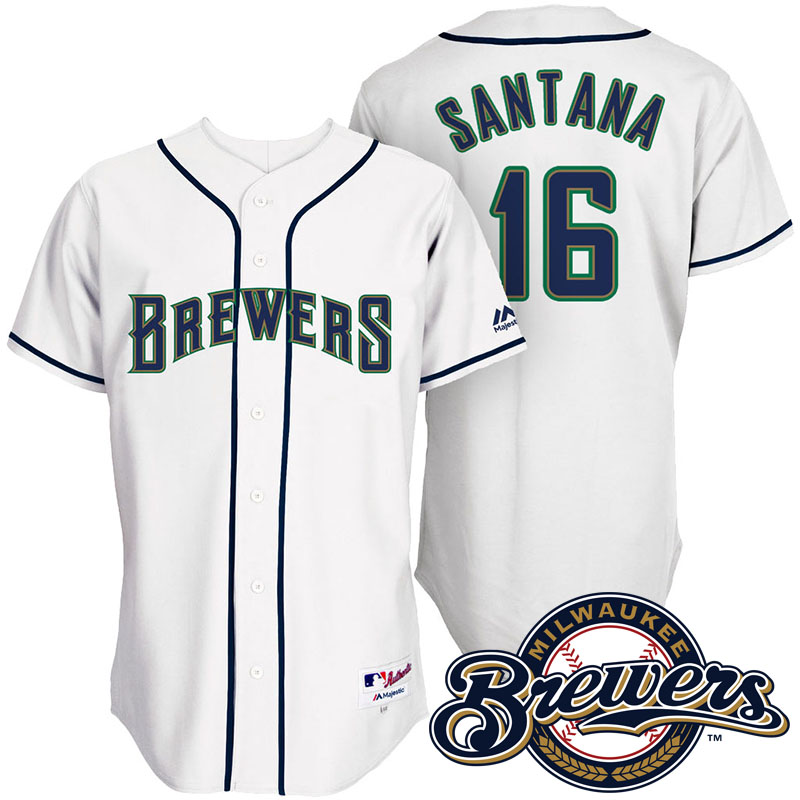 Milwaukee Brewers Domingo Santana #16 White 1994 Turn Back The Clock Throwback Jersey