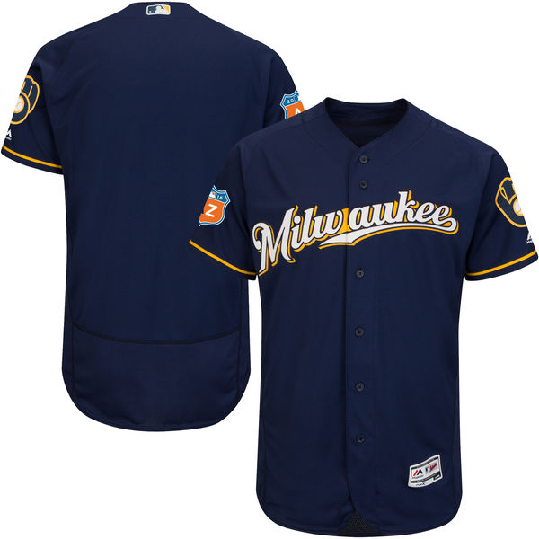 Milwaukee Brewers Navy 2016 Spring Training Flexbase Authentic Collection Team Jersey