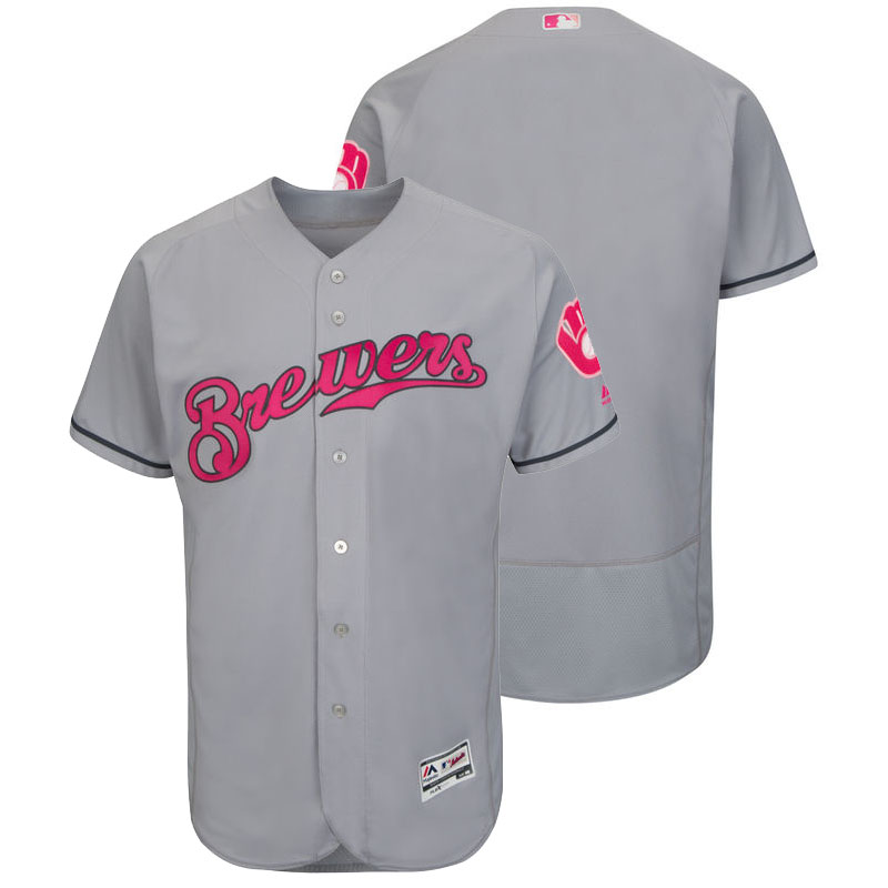 Milwaukee Brewers Gray Road 2016 Mother's Day Flex Base Jersey