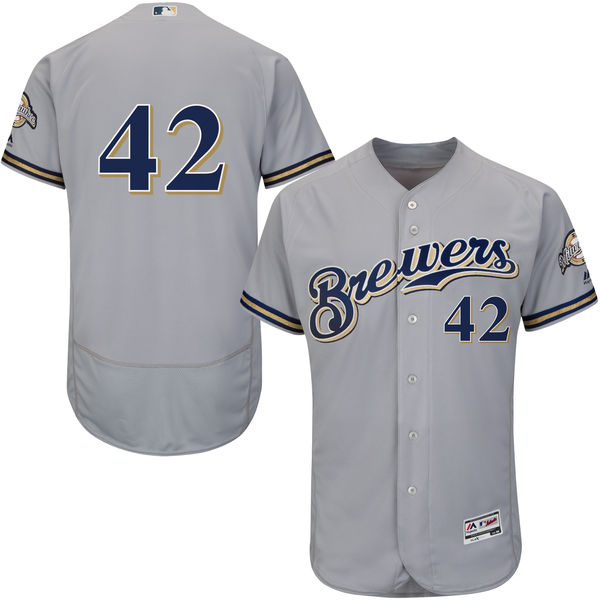 Milwaukee Brewers Jackie Robinson #42 Majestic Gray Authentic Collection Flexbase Jersey