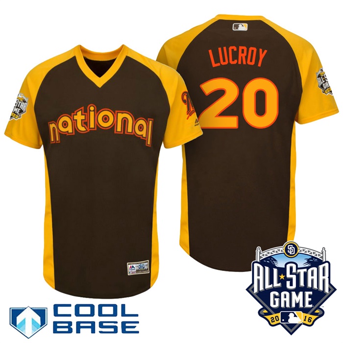 2016 MLB All-Star National Milwaukee Brewers Jonathan Lucroy #20 Brown Home Run Derby Cool Base Jersey