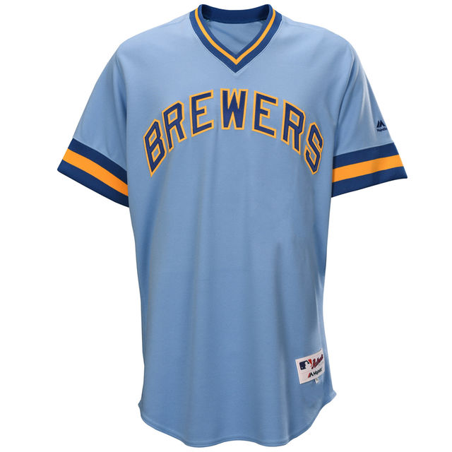 Milwaukee Brewers Light Blue 1976 Turn Back the Clock Authentic Jersey