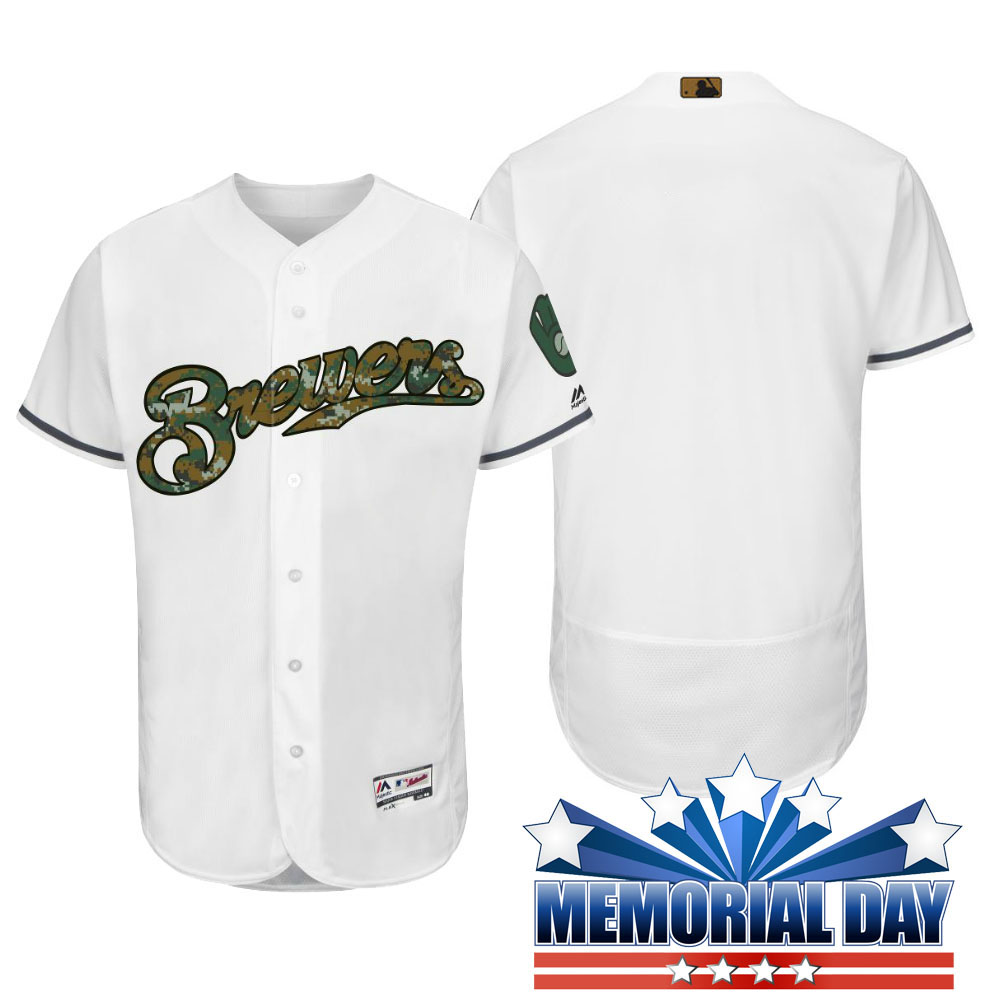 Milwaukee Brewers Memorial Day White Camo Flex Base Team Jersey