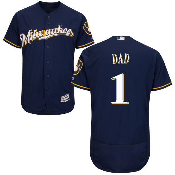 Milwaukee Brewers Majestic Navy Father's Day Gift Authentic Jersey