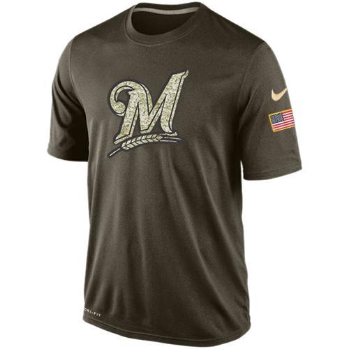 Milwaukee Brewers Olive Camo Team Logo Baseball T-Shirt