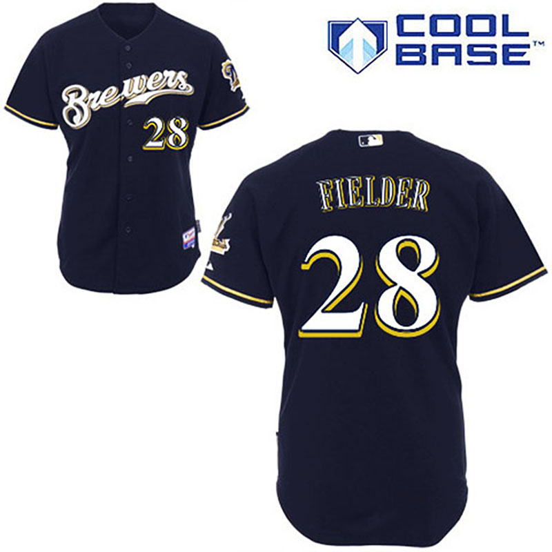 Milwaukee Brewers #28 Prince Fielder Blue Cool Base Jersey