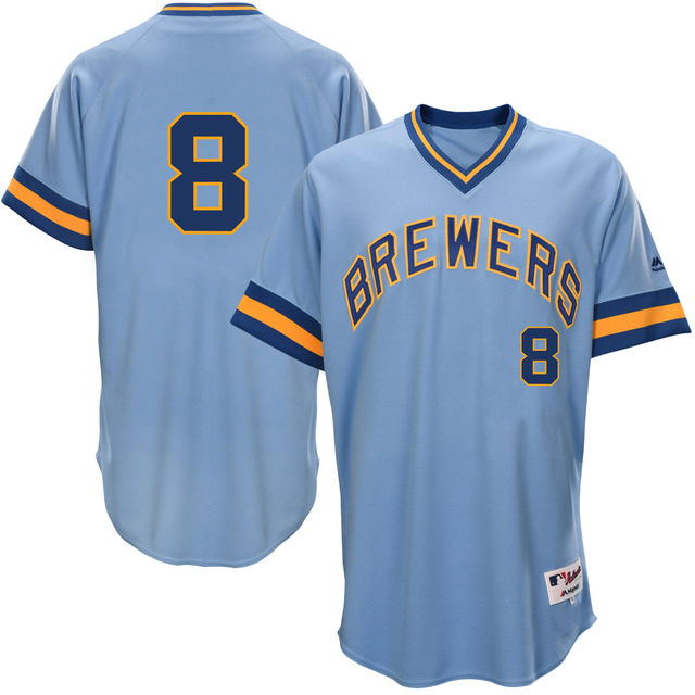 Milwaukee Brewers Ryan Braun #8 Light Blue 1976 Turn Back the Clock Authentic Player Jersey