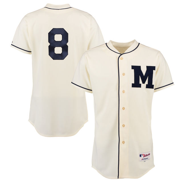 Milwaukee Brewers Ryan Braun #8 Majestic Tan Authentic Turn Back the Clock Jersey