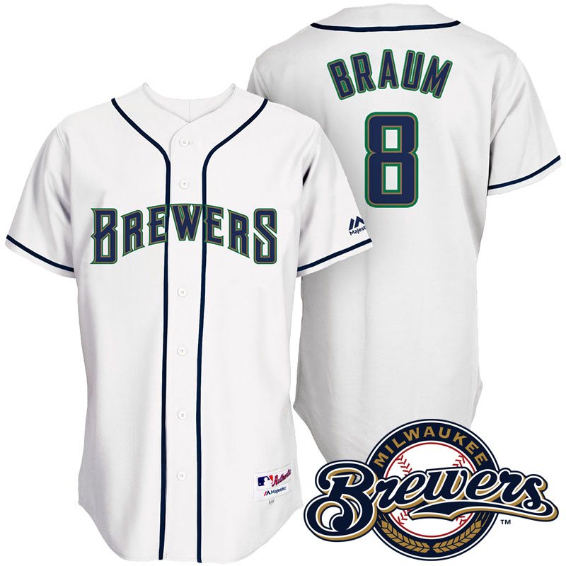 Milwaukee Brewers Ryan Braun #8 White 1994 Turn Back The Clock Throwback Jersey