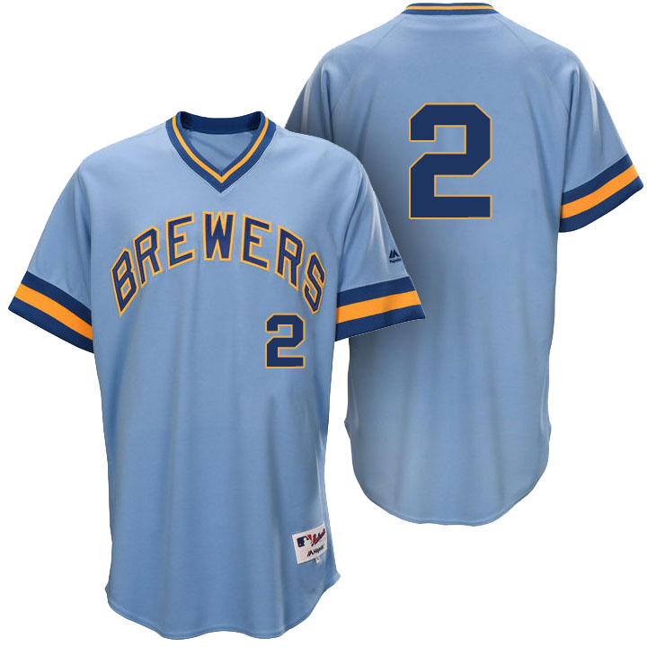 Milwaukee Brewers Scooter Gennett #2 Light Blue 1976 Turn Back the Clock Authentic Player Jersey