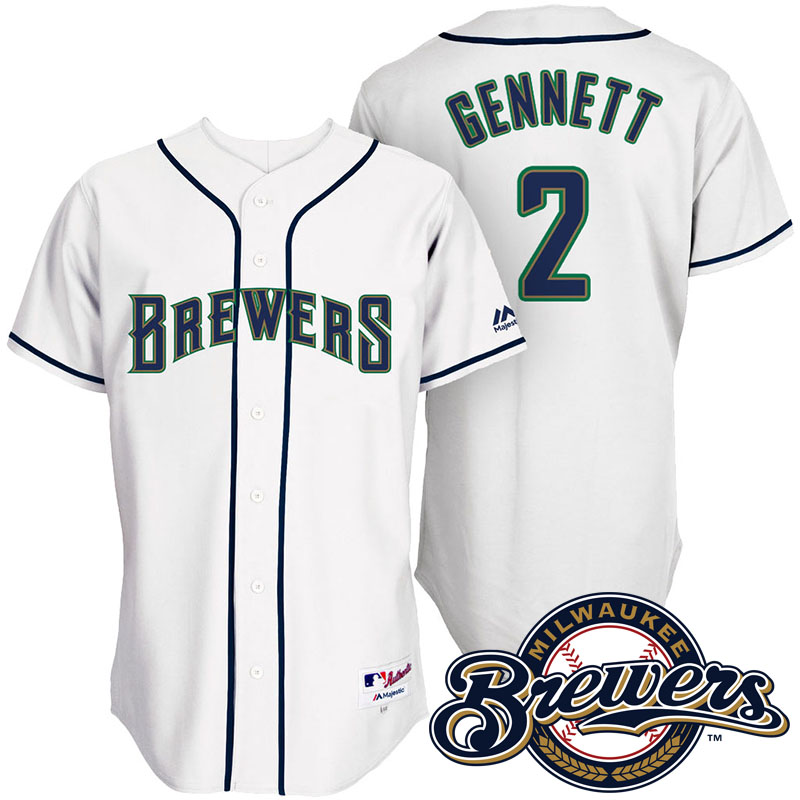 Milwaukee Brewers Scooter Gennett #2 White 1994 Turn Back The Clock Throwback Jersey