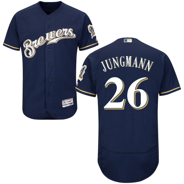 Milwaukee Brewers Taylor Jungmann #26 Majestic Navy Authentic Collection Flexbase Jersey