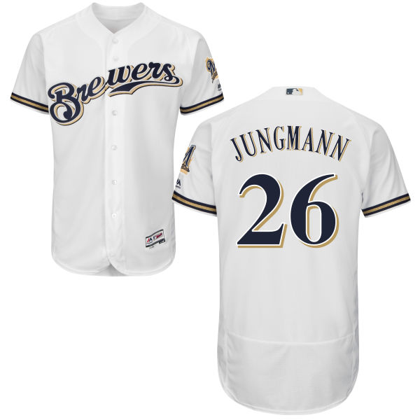 Milwaukee Brewers Taylor Jungmann #26 Majestic White Authentic Collection Flexbase Jersey