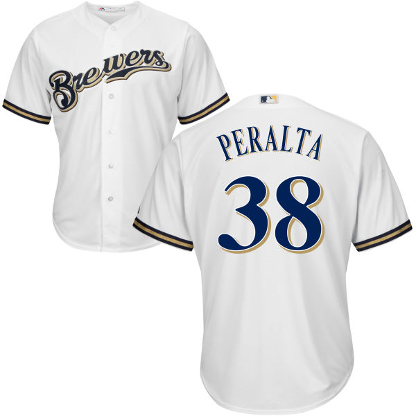 Milwaukee Brewers Wily Peralta #38 Majestic White Authentic Cool base Jersey