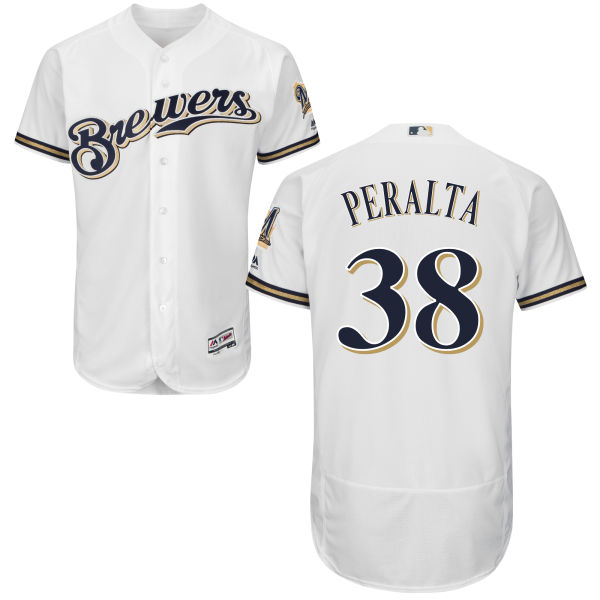 Milwaukee Brewers Wily Peralta #38 Majestic White Authentic Collection Flexbase Jersey