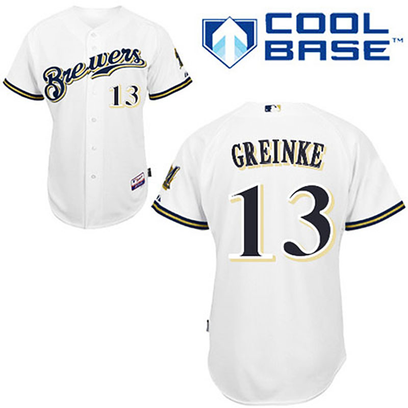 Milwaukee Brewers #13 Zack Greinke White Home Jersey