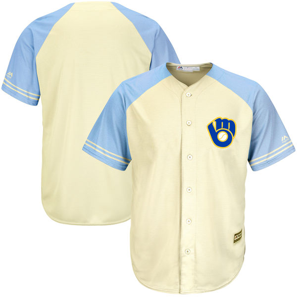 Milwaukee Brewers Cream/Light Blue Cool Base Ivory Fashion Team Jersey