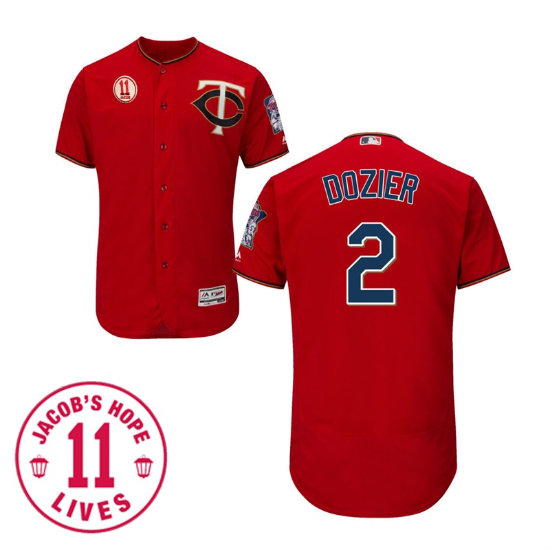 Minnesota Twins Brian Dozier Scarlet No.11 Jacob Patch Jersey