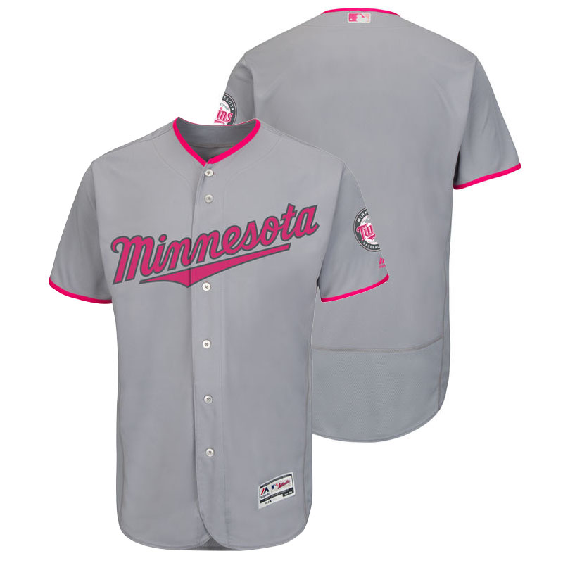 Minnesota Twins Gray Road 2016 Mother's Day Flex Base Jersey