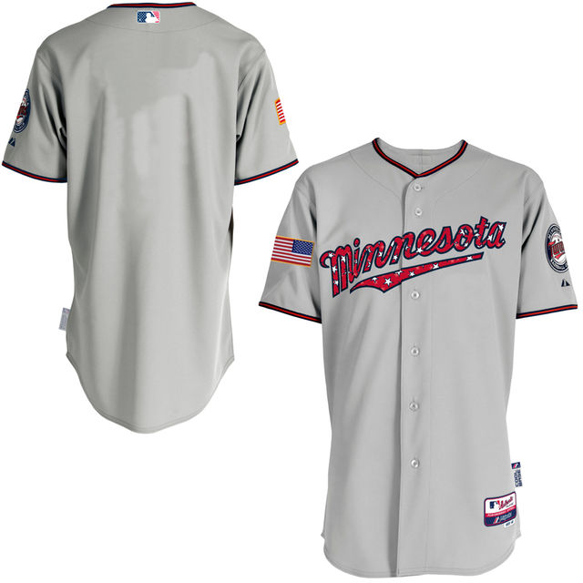 Minnesota Twins Gray 2016 Independence Day Stars & Stripes Authentic Cool Base Jersey