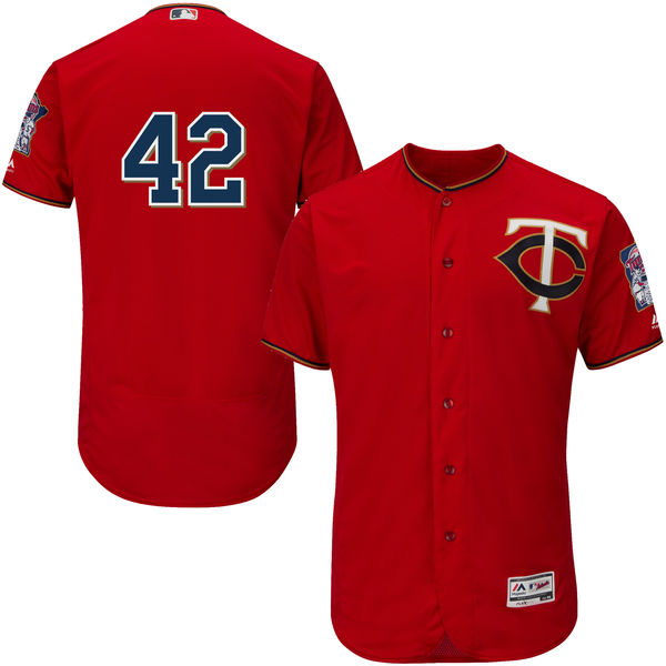 Minnesota Twins Jackie Robinson #42 Majestic Red Authentic Collection Flexbase Jersey