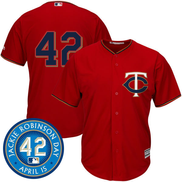 Minnesota Twins #42 Jackie Robinson Majestic Scarlet Cool Base Jersey