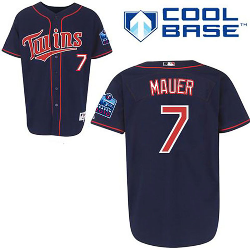 Minnesota Twins #7 Joe Mauer Navy Blue Jersey