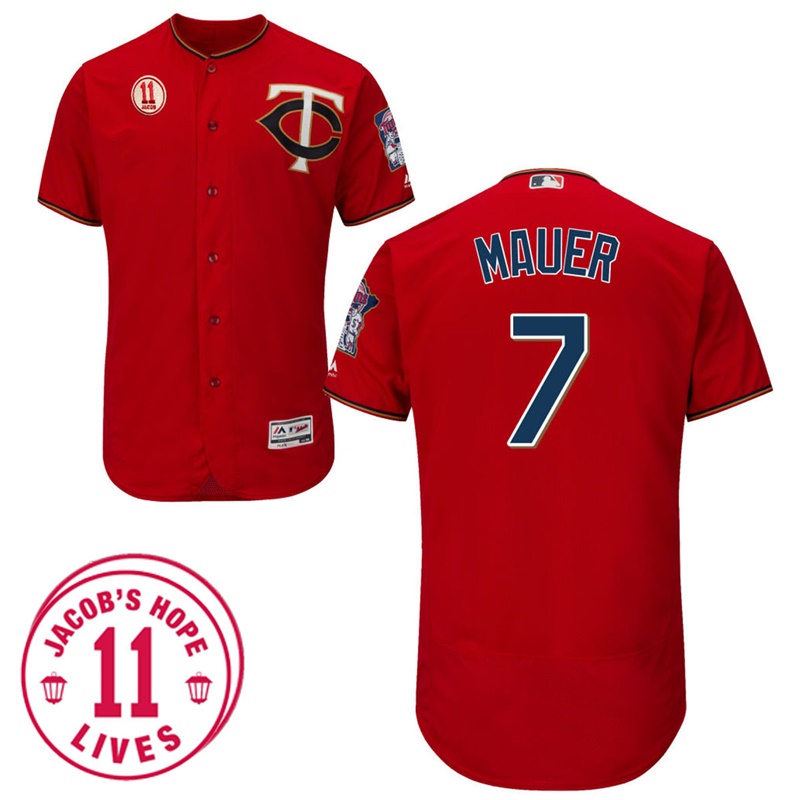 Minnesota Twins Joe Mauer Scarlet No.11 Jacob Patch Jersey