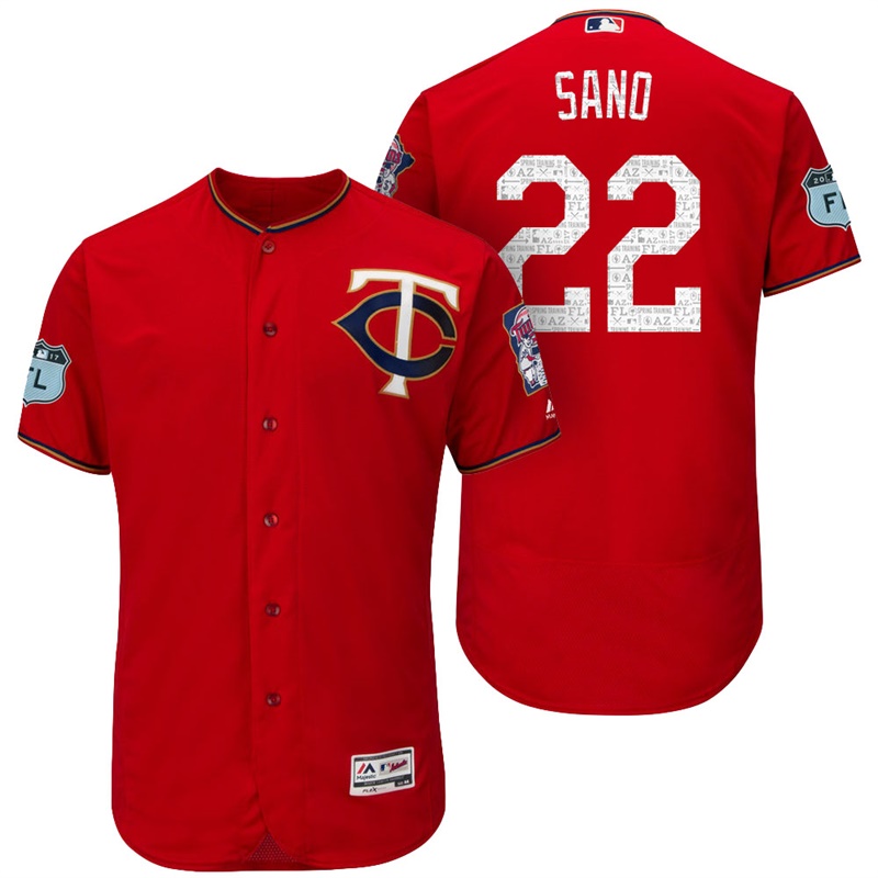 Minnesota Twins Miguel Sano #22 Scarlet 2017 Spring Training Grapefruit League Patch Authentic Collection Flex Base Jersey