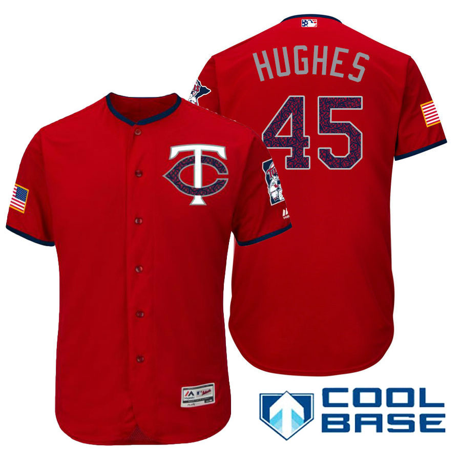 Minnesota Twins #45 Phil Hughes Red Stars & Stripes 2016 Independence Day Cool Base Jersey