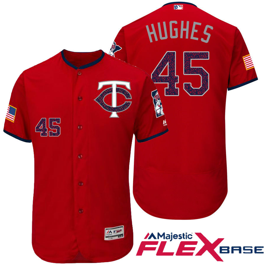 Minnesota Twins #45 Phil Hughes Red Stars & Stripes 2016 Independence Day Flex Base Jersey