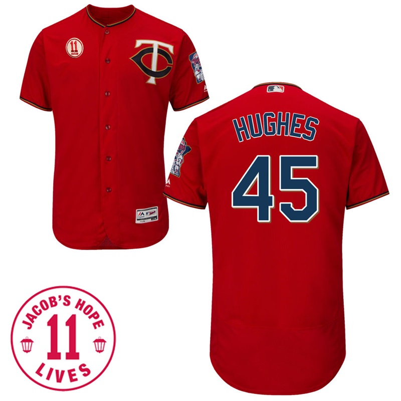 Minnesota Twins Phil Hughes Scarlet No.11 Jacob Patch Jersey