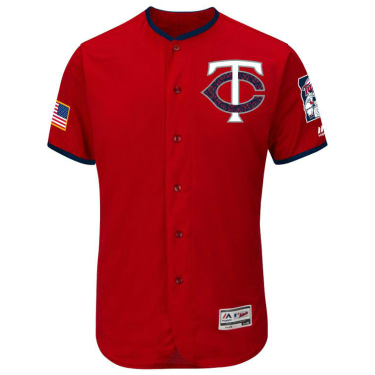 Minnesota Twins Majestic Red 2016 Independence Day Stars & Stripes Flex Base Team Jersey