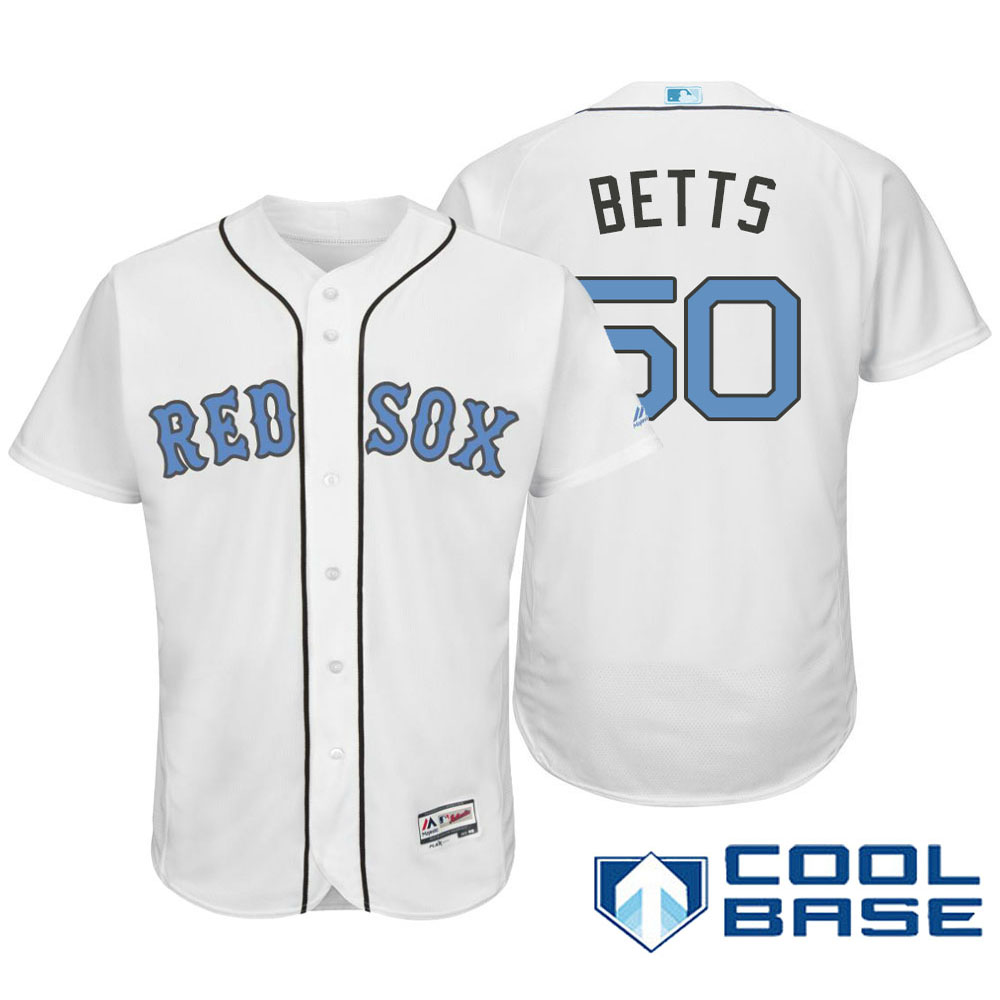 Boston Red Sox #50 Mookie Betts Majestic White Fashion 2016 Father's Day Cool Base Jersey