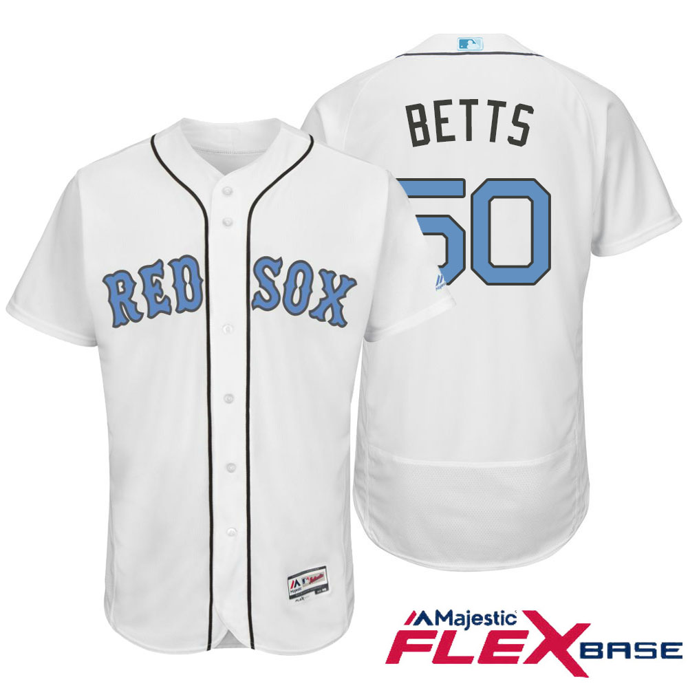 Boston Red Sox #50 Mookie Betts Majestic White Fashion 2016 Father's Day Flex Base Jersey