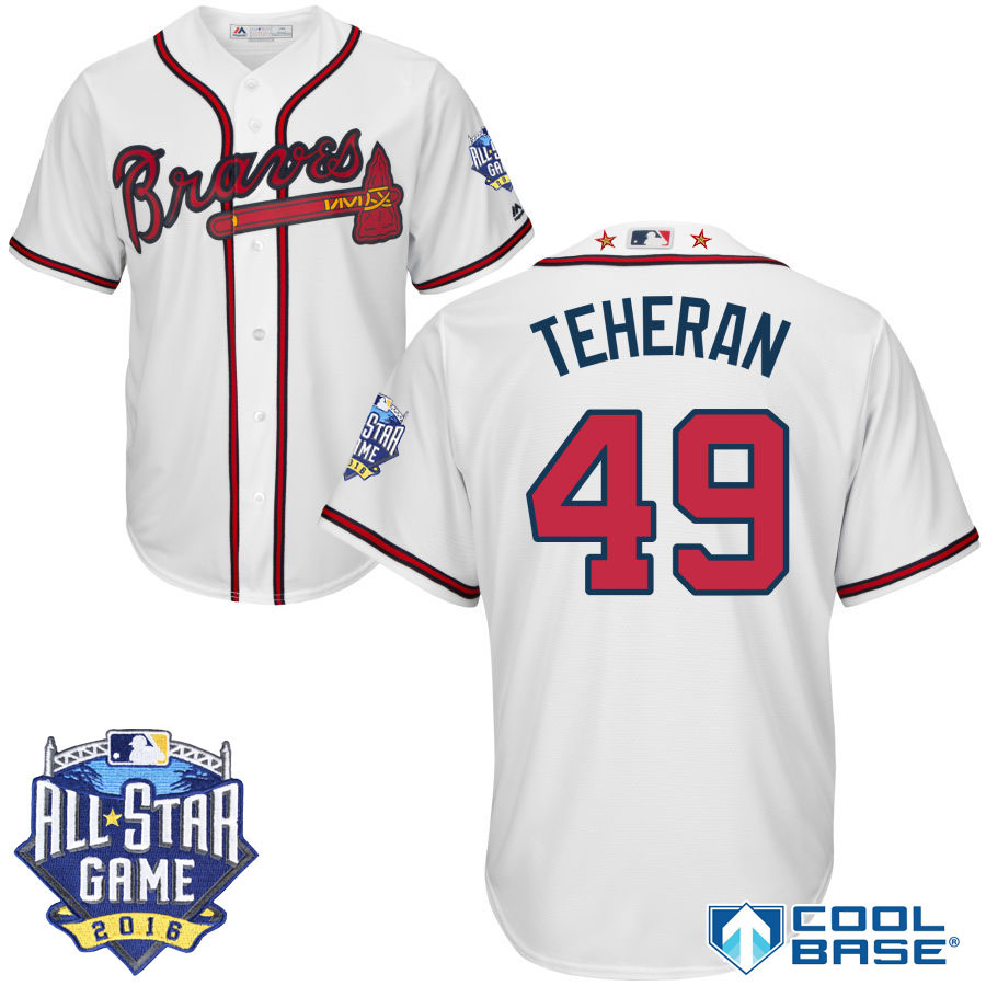 Atlanta Braves #49 Julio Teheran White 2016 MLB All Star Game Patch Cool Base Jersey