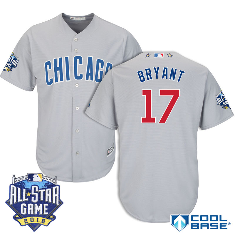 Chicago Cubs #17 Kris Bryant Gray 2016 MLB All Star Game Patch Cool Base Jersey