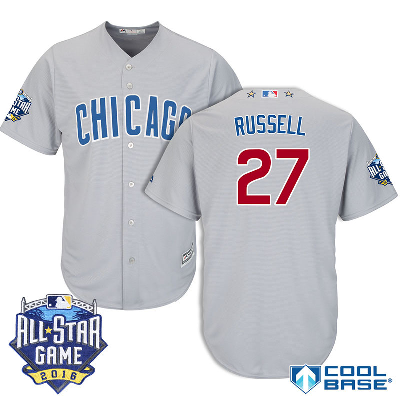 Chicago Cubs #27 Addison Russell Gray 2016 MLB All Star Game Patch Cool Base Jersey