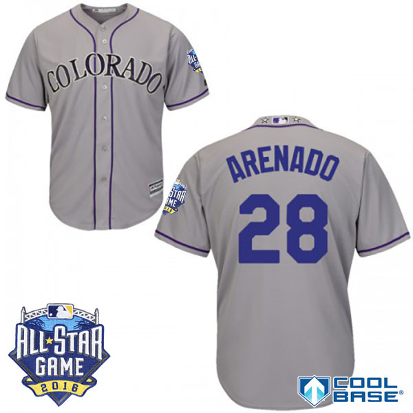 Colorado Rockies #28 Nolan Arenado Gray 2016 MLB All Star Game Patch Cool Base Jersey