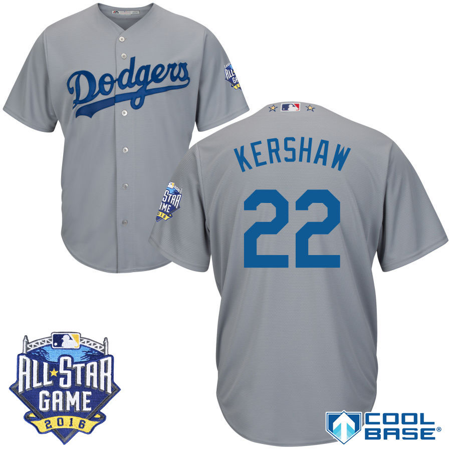 Los Angeles Dodgers #22 Clayton Kershaw Gray 2016 MLB All Star Game Patch Cool Base Jersey