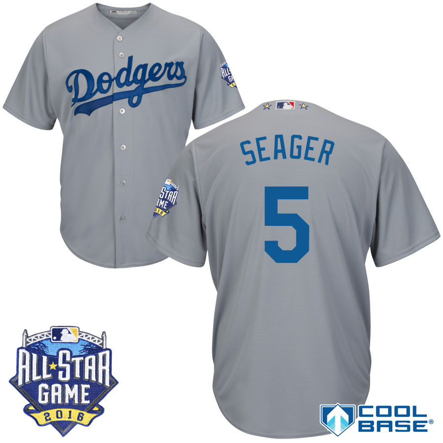 Los Angeles Dodgers #5 Corey Seager Gray 2016 MLB All Star Game Patch Cool Base Jersey