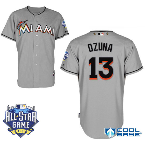 Miami Marlins #13 Marcell Ozuna Gray 2016 MLB All Star Game Patch Cool Base Jersey