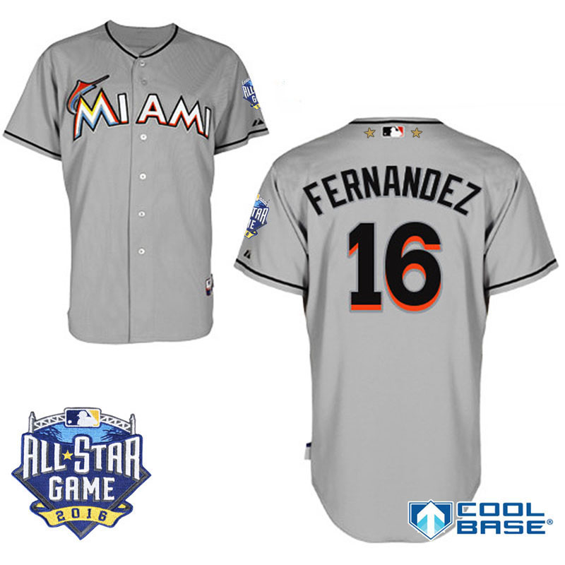 Miami Marlins #16 Jose Fernandez Gray 2016 MLB All Star Game Patch Cool Base Jersey