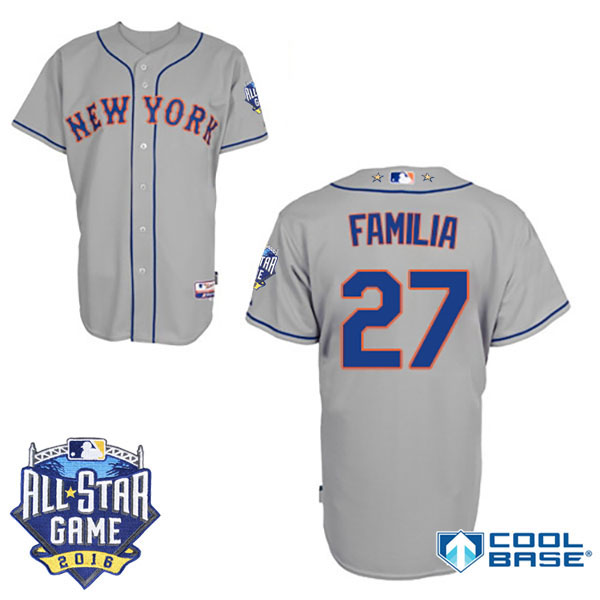 New York Mets #27 Jeurys Familia Gray 2016 MLB All Star Game Patch Cool Base Jersey