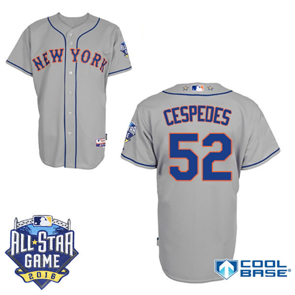 New York Mets #52 Yoenis Cespedes Gray 2016 MLB All Star Game Patch Cool Base Jersey