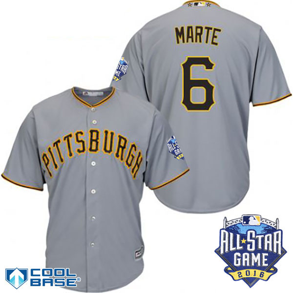 Pittsburgh Pirates #6 Starling Marte Gray 2016 MLB All Star Game Patch Cool Base Jersey