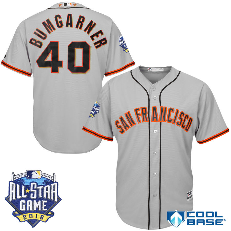 San Francisco Giants #40 Madison Bumgarner Gray 2016 MLB All Star Game Patch Cool Base Jersey