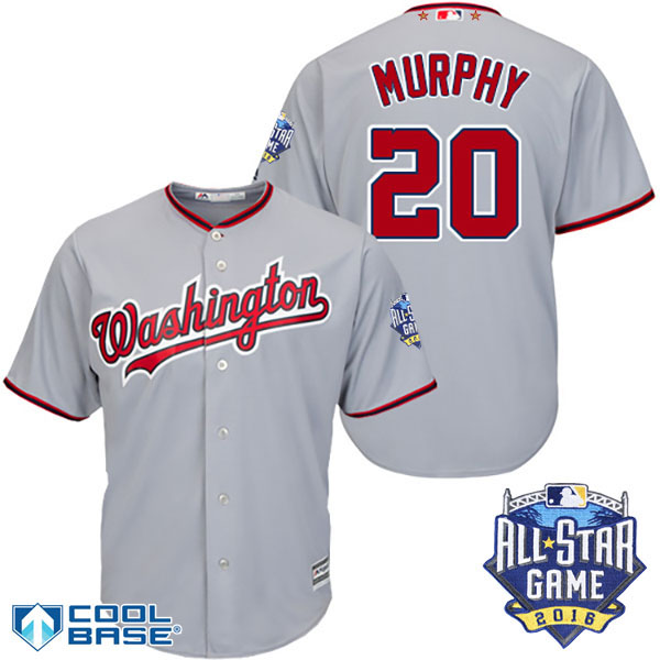 Washington Nationals #20 Daniel Murphy Gray 2016 MLB All Star Game Patch Cool Base Jersey